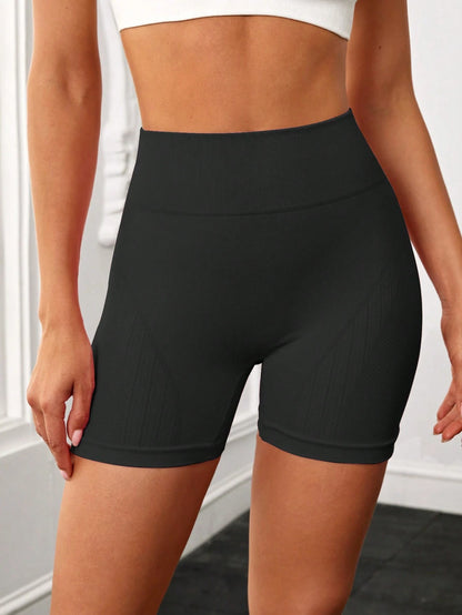 Yoga Basic Wideband Waist Ribbed Knit Sports Shorts Legging Shorts Stretchy Shorts