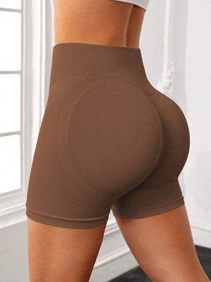 Yoga Basic Wideband Waist Ribbed Knit Sports Shorts Legging Shorts Stretchy Shorts