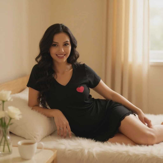 V-neck Short Sleeve Pajamas Nightgown