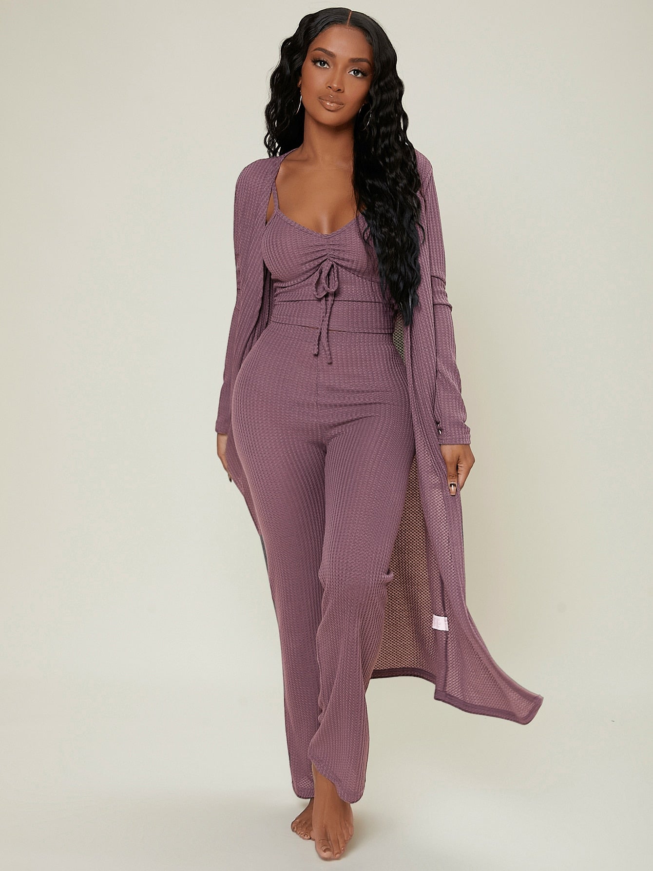 Ruched Bust Solid Lounge Set