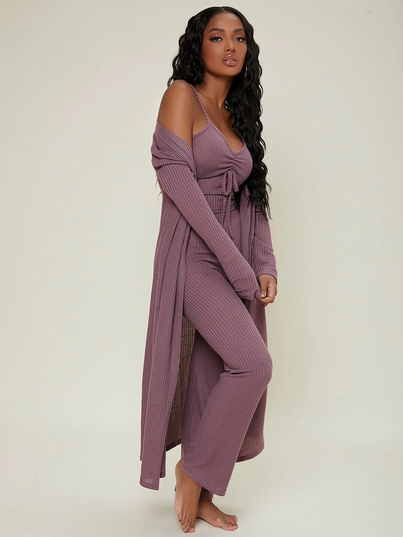 Ruched Bust Solid Lounge Set