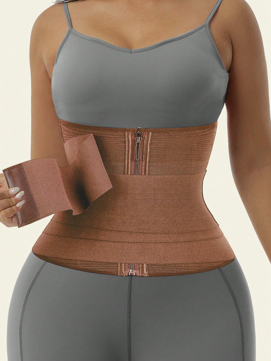 1Pc 2 in 1 Waist Trainer Belt Shapewear Corset Slimming Waist Flat Belly Faja with Zipper in Front, Sports