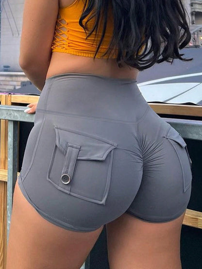 Y2K Wide Waistband Pocket Cargo Shorts Scrunch Butt Booty Workout Lifting Athletic Gym Bottoms