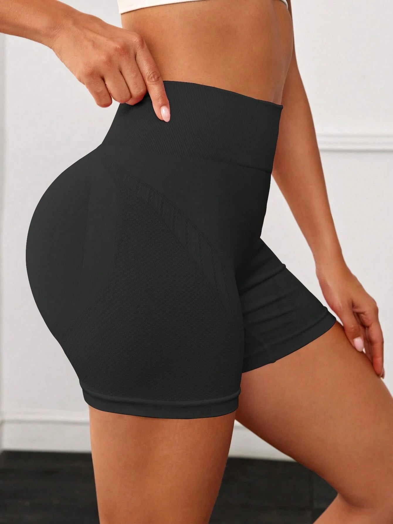 Yoga Basic Wideband Waist Ribbed Knit Sports Shorts Legging Shorts Stretchy Shorts