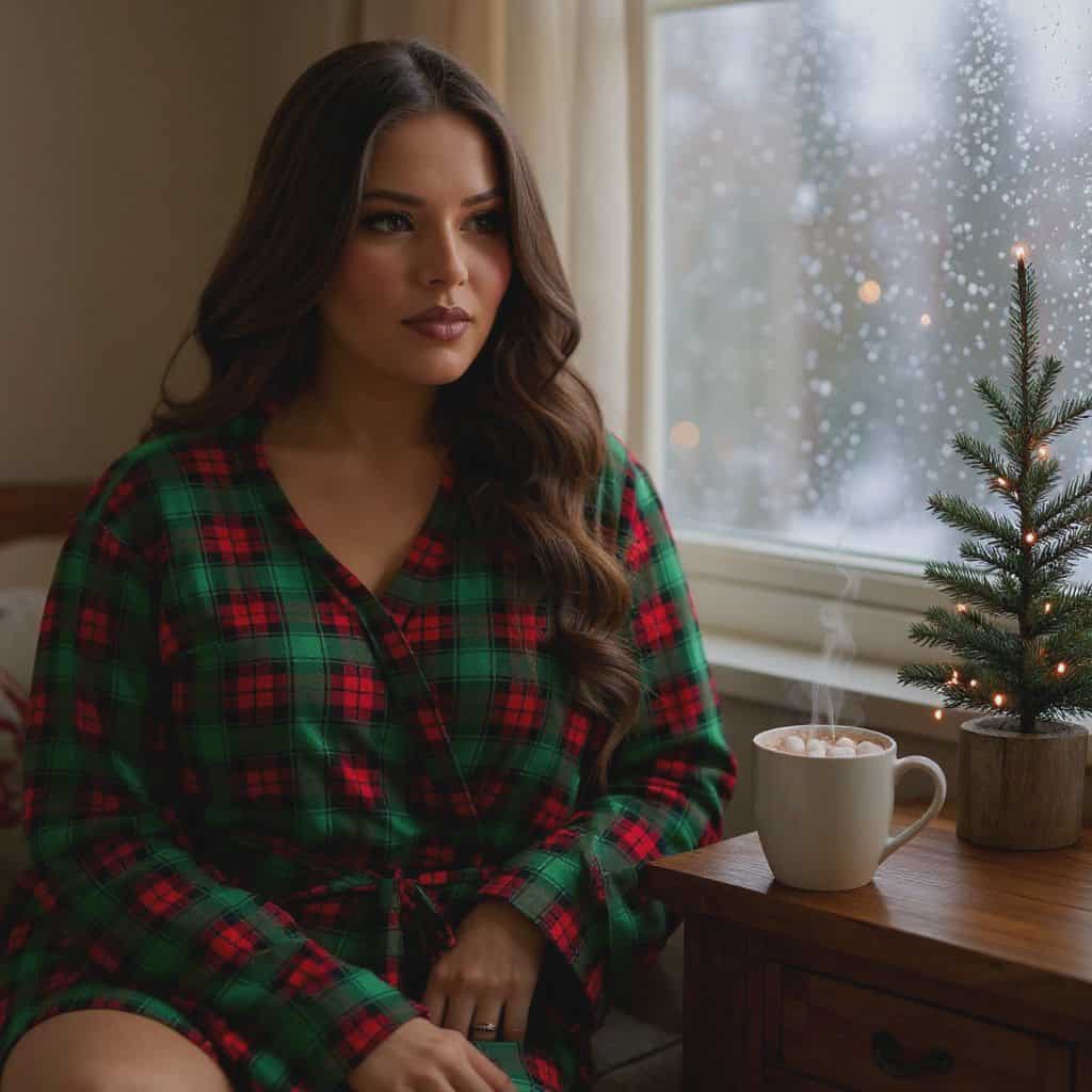 Women Pajama 3 Piece Set "On The Nice List" PJ Christmas Robe Set