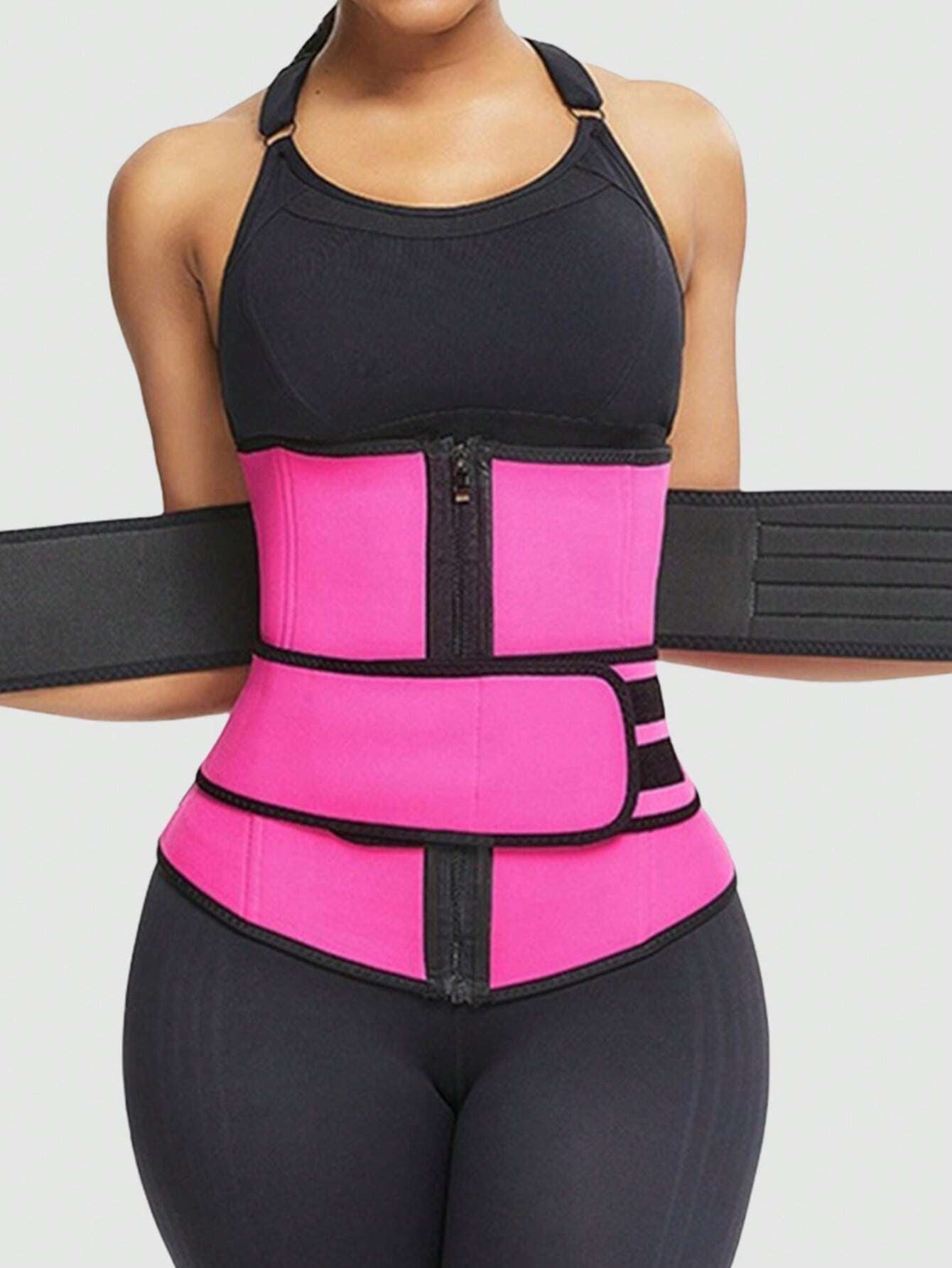 2Pcs Women'S Body Shaper Waist Trainer Belt, Zipper with Magic Paste and Dual Waistbands for Slimming Tummy and Waist