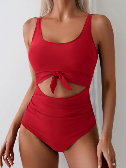 Women's One Piece Swimsuit Tummy Control Slimming Bathing Suit Cutout Tie Knot Swimwear