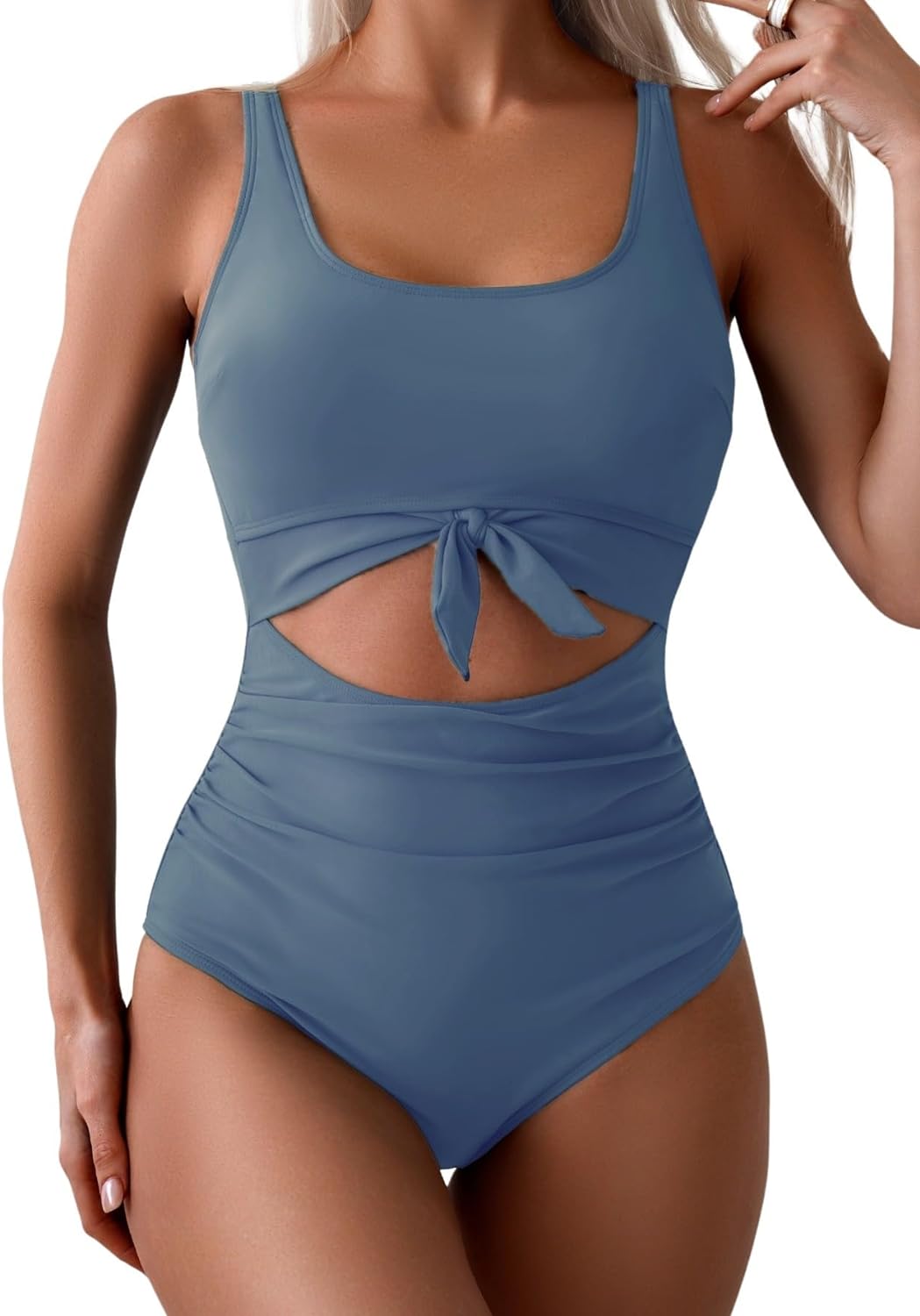 Women's One Piece Swimsuit Tummy Control Slimming Bathing Suit Cutout Tie Knot Swimwear