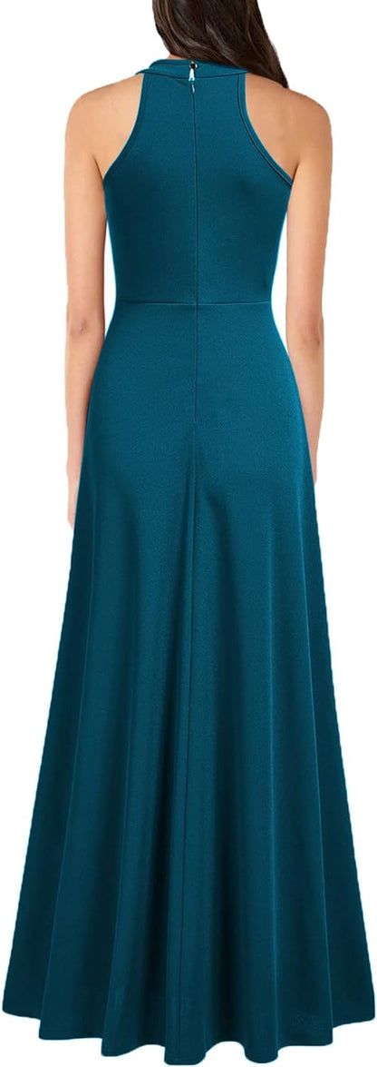 Women's Halter Neck Sexy Split Cocktail Party Maxi Long Formal Dress