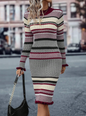 Striped Pattern Sweater Bodycon Dress