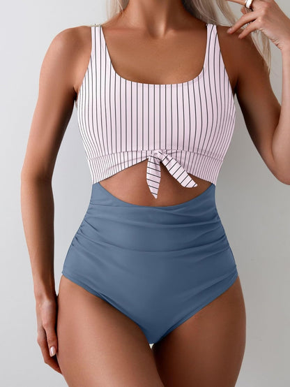 Women's One Piece Swimsuit Tummy Control Slimming Bathing Suit Cutout Tie Knot Swimwear