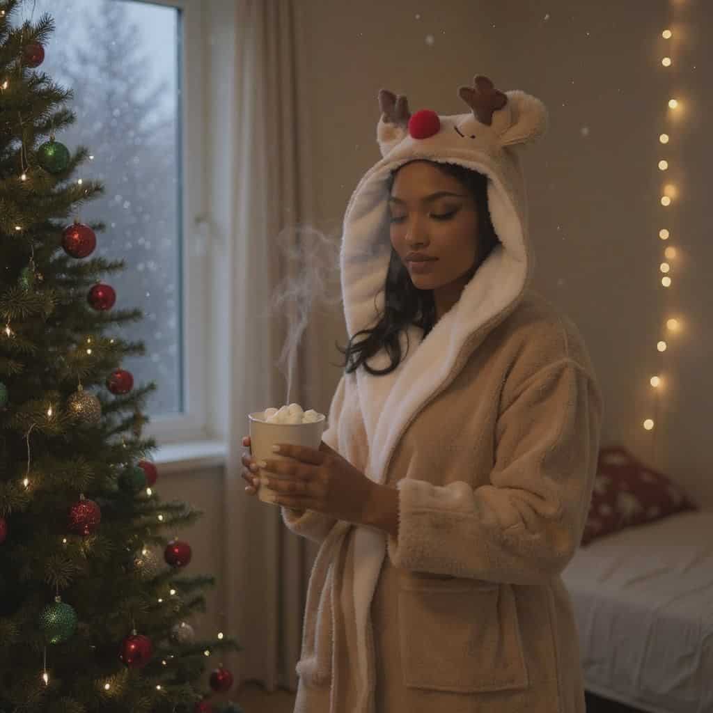 Women's Reindeer Sherpa PJ Robe