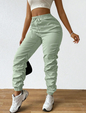 Solid Drawstring Pleated Long Pants