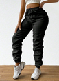 Solid Drawstring Pleated Long Pants