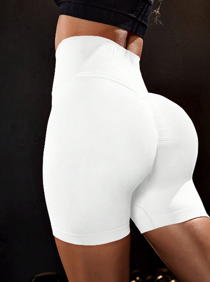 Yoga Basic Seamless Wide Waistband Scrunch Butt Sports Shorts