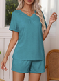 Pajamas Set Women'S Short Sleeve 2 Piece PJ Sets V Neck Comfy Sleepwear Loungewear with Pockets S-XXL