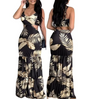 Women's Summer New Elegant Print Fashion Floral Sexy Backless Boho Maxi Ruffle Hollow Out Long Slim Beach Suspender Sheath Dress