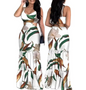 Women's Summer New Elegant Print Fashion Floral Sexy Backless Boho Maxi Ruffle Hollow Out Long Slim Beach Suspender Sheath Dress