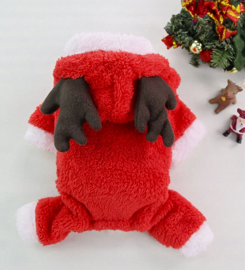 Pet Dog/Cat Reindeer Christmas Costume, Thickened Clothes For Medium-Sized Pets In Autumn/Winter