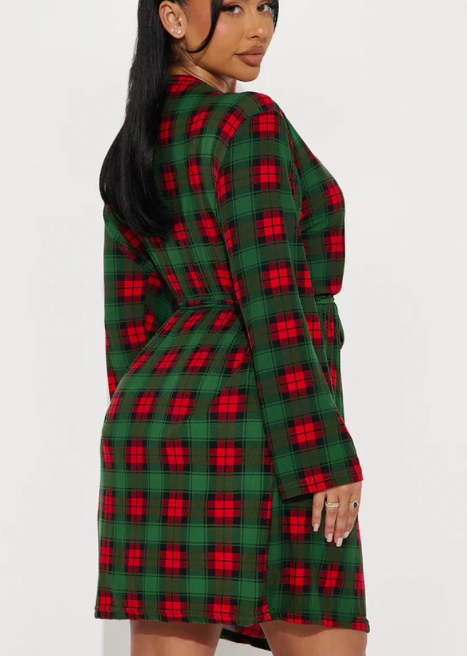 Women Pajama 3 Piece Set "On The Nice List" PJ Christmas Robe Set