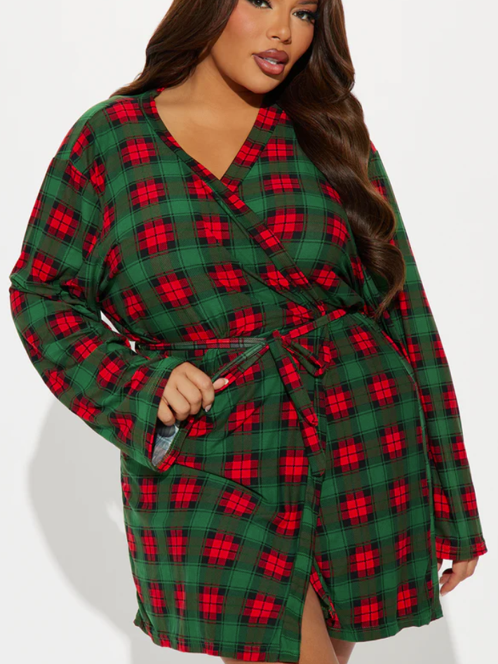 Women Pajama 3 Piece Set "On The Nice List" PJ Christmas Robe Set