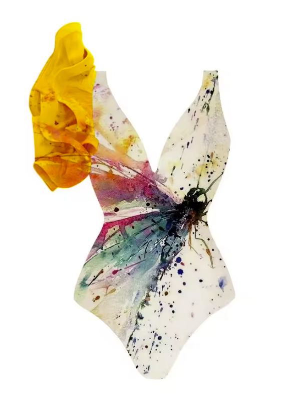 Frill One Piece Swimsuit & String Skirt Padded Sexy Swimwear