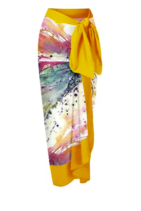 Frill One Piece Swimsuit & String Skirt Padded Sexy Swimwear