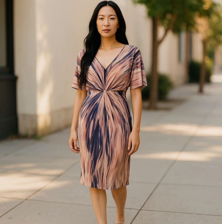 Abstract Printed Women's Twist Dress