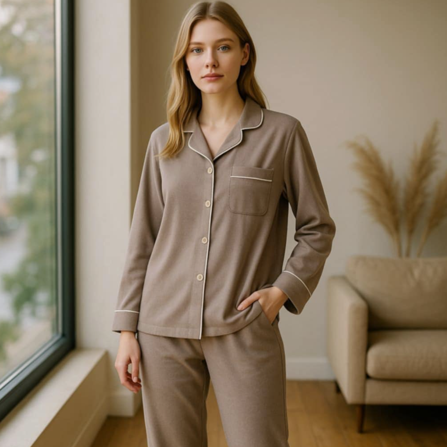 Casual Loose German Velvet Long Sleeve Pants Two Piece Set