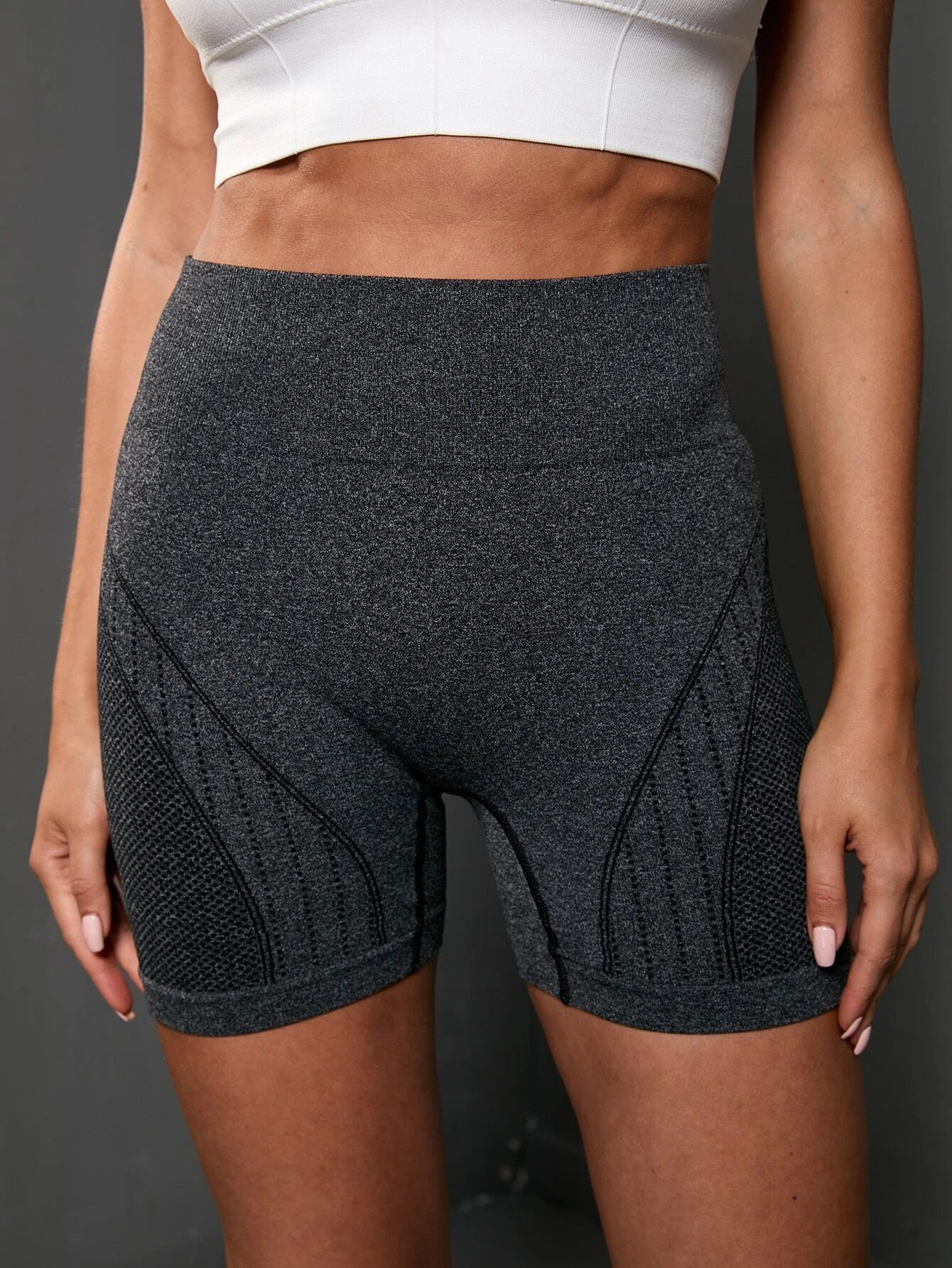 Yoga Basic Wideband Waist Ribbed Knit Sports Shorts Legging Shorts Stretchy Shorts