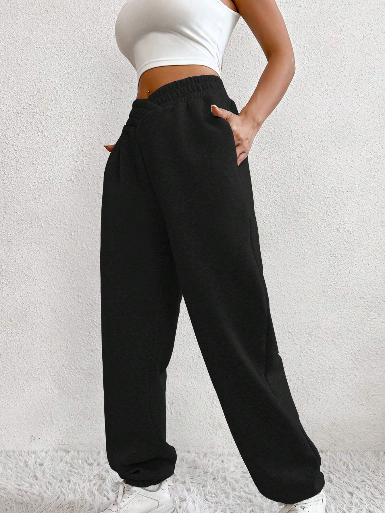 Ezwear Solid Slant Pocket Sweatpants