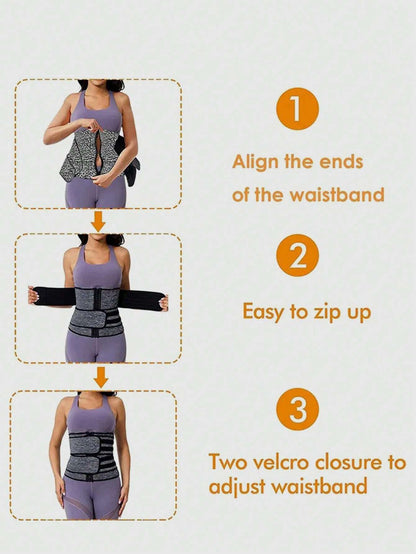 2Pcs Women'S Body Shaper Waist Trainer Belt, Zipper with Magic Paste and Dual Waistbands for Slimming Tummy and Waist