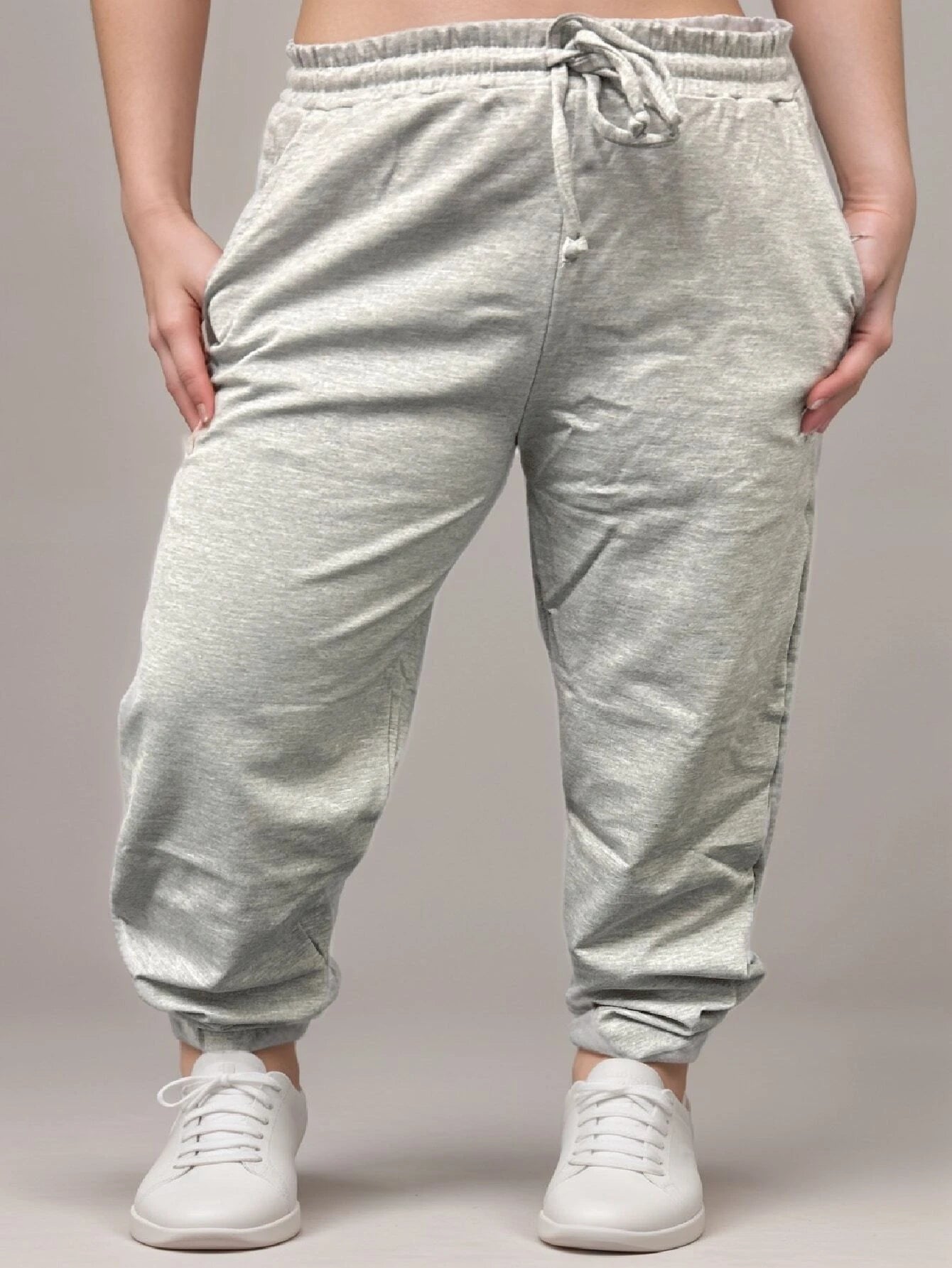 WANDERLUX SOLID ELASTIC DRAWSTRING POCKETS JOGGERS