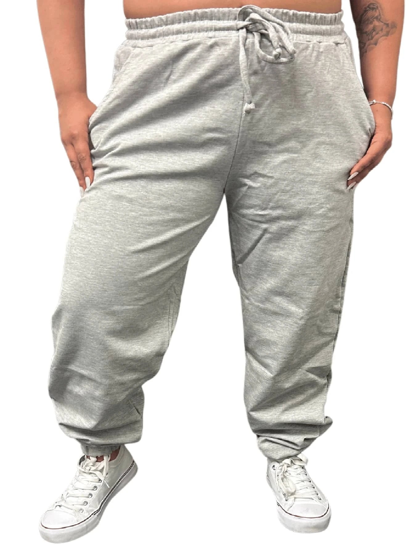 WANDERLUX SOLID ELASTIC DRAWSTRING POCKETS JOGGERS